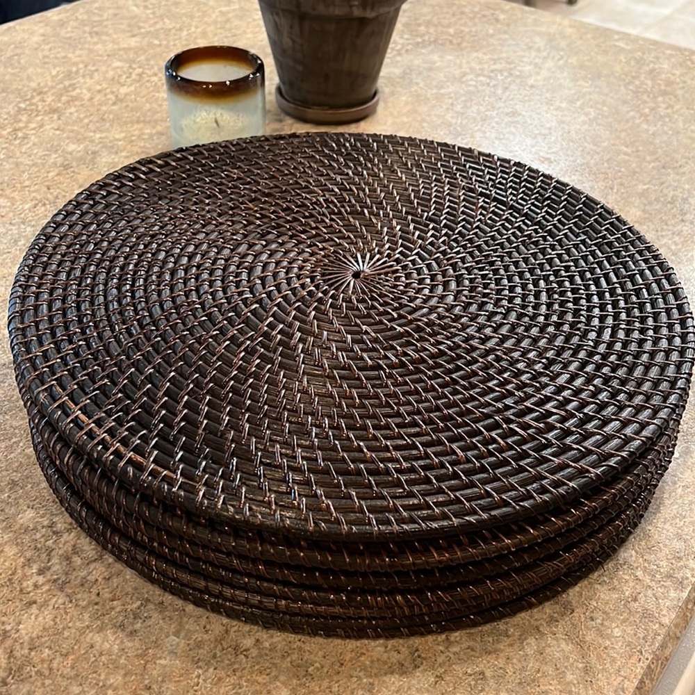 6 - Wood Woven Chargers